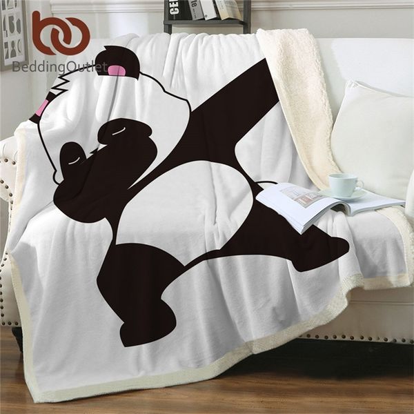 BeddingOutlet Panda Sherpa Manta Animal de dibujos animados Manta de lana Osos Niños Manta de felpa Panda Postura Colcha Dropship 201222