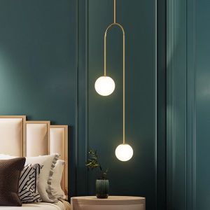 Chambre chevet lampes suspendues moderne minimaliste lumière nordique luxe salon TV mur lustre créatif LED lumière à la maison