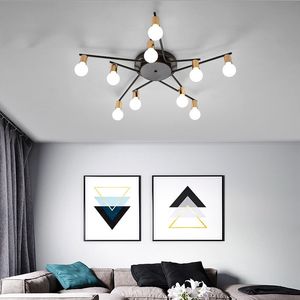 Chambre plafonniers personnalité créative noir circulaire géométrique fer lampe chambre étude petite chambre lampes nordiques
