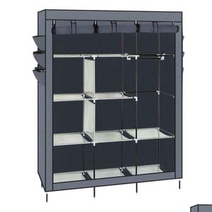 Meubles de chambre à coucher Heavy Duty Portable Placard Organisateur de rangement Armoire Vêtements Rack Shees Gray275M Drop Livraison Maison Jardin Dhdah