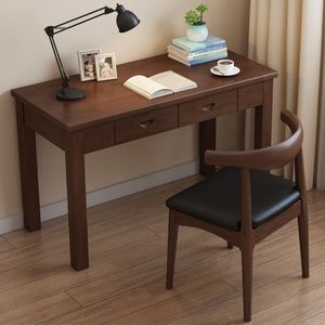 Slaapkamermeubels massieve houten bureau Eenvoudig thuiskantoor Studie Bureau Computer Boeken Rubberhout Materiaal Stoel Tafel