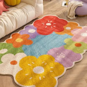 Chambre maison tapis grande zone colorée salon fleur de décoration épaissie du tapis de décoration pour enfants Maison Tapis Pink Decor 240401