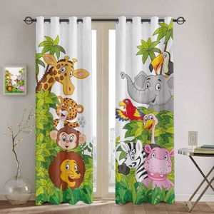 Dormitorio Cocina Cortina Dibujos animados Zoológico Colección de animales Selva Niño Cortinas de ventana Cortinas para sala de estar Artículos decorativos LJ202599