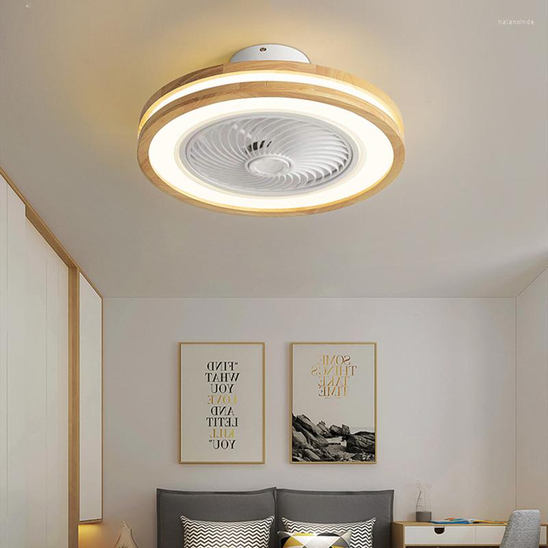 Lampe de ventilateur de plafond LED en bois de chambre à coucher avec télécommande silencieuse éclairage décoratif à la maison ventilateurs lampes montées au plafond lumières