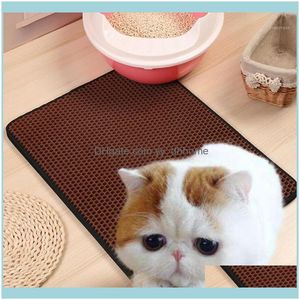 Lits Meubles Fournitures Maison Jardin3 Taille Pet Cat Litter Catcher Mat 2-Couche Dust Trapper Pad Imperméable Écologique Chaton Tapis Ménage