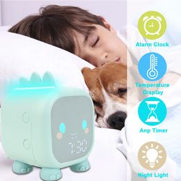 Horloge LED de couches pour enfants ALLOCK CHILRENS SEMPHEUR DES TEMPÉRATURE DU TAMAINE avec contrôle de la voix Dinosaure mignon Dinosaure 240417