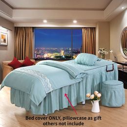 Couvre-lit 1 pièces jupe de lit à volants seulement Salon de beauté Table de Massage couvre-lit couvre-lit respectueux de la peau SPA lit couverture complète avec trou Colchas 231214