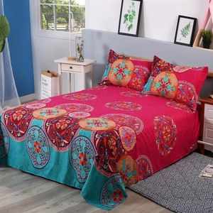 Couvre-lit bohème Draps plats Boho Flower Print Couvre-lits Drap et taie d'oreiller Queen King couvre-lit 221129