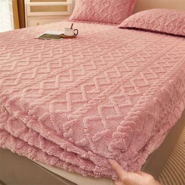 Bonenjoy – drap de lit en peluche, couvre-lit chaud pour l'hiver, taille QueenKing, polaire de corail, drap-housse épais, 180x200cm, 231017