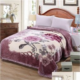 Sprei Dubbele Laag Winter Dekens Voor Bedden Super Zacht Pluizig Zware Warme Dikke Twin Queen Size Raschel Mink 201112 Drop Levering Dhwm4