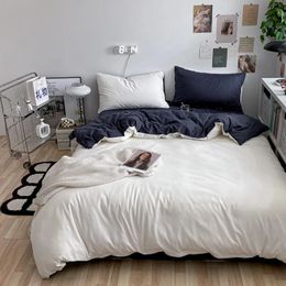 Couvre-lit s, Textile de maison de qualité incroyable, couleur unie, housse de couette, taie d'oreiller, drap de lit, 231214