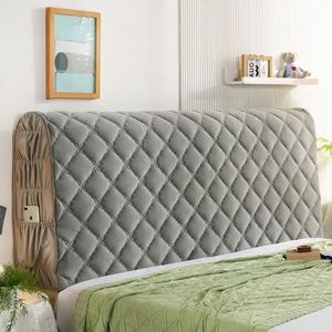 Colcha espesa suave coral polar elástico vedhead tablero cubre todo incluido a prueba de polvo cama protectora cabecera cubierta antideslizante decoración del dormitorio 231214