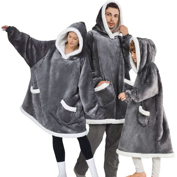 Bedsure Wearable Blanket Hoodie Sherpa Fleece Hooded Blanket for Adult as A Gift Couvertures chaudes et confortables Sweat-shirt avec poche géante à l'intérieur et à l'extérieur