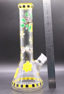 Bee Beaker Base Bong Hookahs Pipes à eau Bongs en verre épais Ice Catcher pour fumer 13 