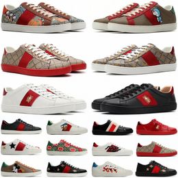 Zapatillas de deporte de diseñador de abejas asa baja zapatos casuales bordados cuero clásico calzado verde rayas de lujo italia masculina serpiente black marfil marfil estrellas ap 18zv#