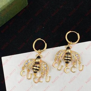 Bee Flash Diamond Boucles d'oreilles clous Vintage Boucles d'oreilles Designer Gold Metal voyage cadeau fête