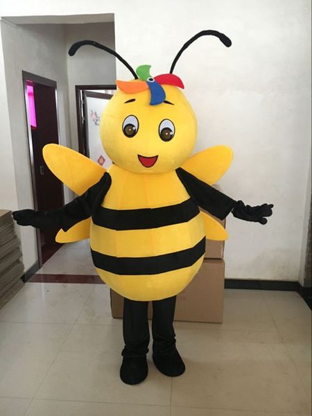 Costume de mascotte d'abeille jaune, Costume de personnage adulte, vêtements de mascotte d'abeille guêpe pour fête d'halloween