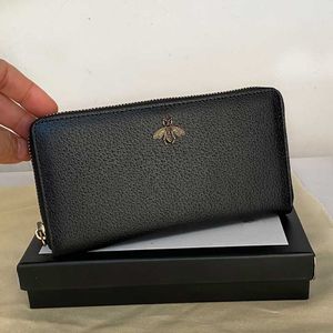 Bee Long Wallet Mens High Quality Real Cuir Long Wallet Fashion Single Single Card Carte Purse Animal Purse avec Box 291O