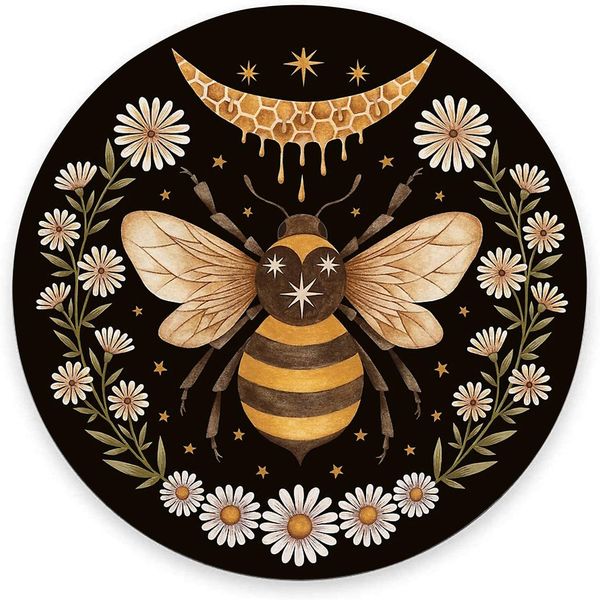 Tapis de souris rond abeille beau tapis de souris de jeu floral tapis de souris circulaire étanche Base en caoutchouc antidérapant pour bureau maison ordinateur portable