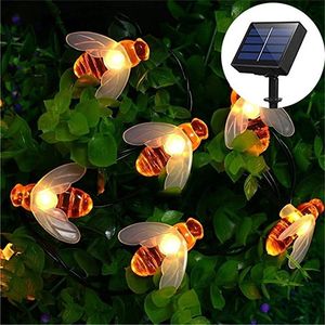 Bee String Lights 20/50 Led de energía solar al aire libre LEDs Strings impermeable Garden Patio Fence Gazebo Summer Night Light Decoraciones Y200903