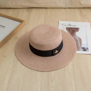 Chapeaux de bord large abeille pour femmes Chapeau de paille Ladies arc à l'écran d'été