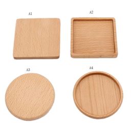 Beuk zwart walnoot hout coaster retro isolatie beker mat huishoudelijke vierkante ronde coaster koffie thee kopjes walnoot hout coaster retro SN3615