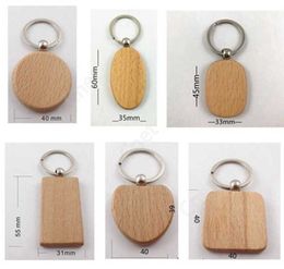 Beech Keychain Party Supplies Spot Blank Solid Wood Keychains houten aangepaste creatief vakantiegeschenk 1500 stcs DAC505