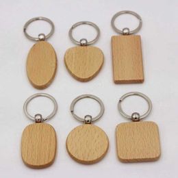 Beech Keychain Party Supplies Spot Blank Solid Wood Keychains houten aangepaste creatief vakantiegeschenk 700 stcs DAT505