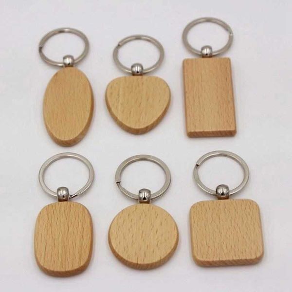 Keychain Party Supplies Spot Blank Wood Wood Keychains en bois Cr￩ation Creative Gift 700pcs RRC339