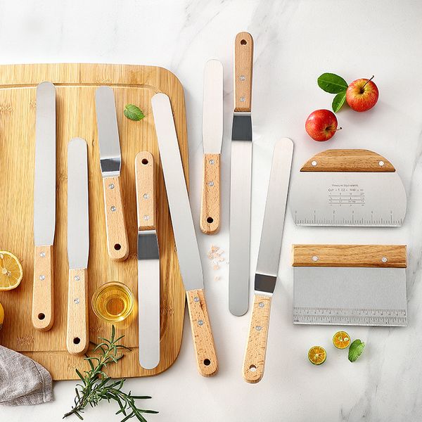 Spatule en hêtre miroir outils de cuisson légers spatule à gâteau au pain 12 