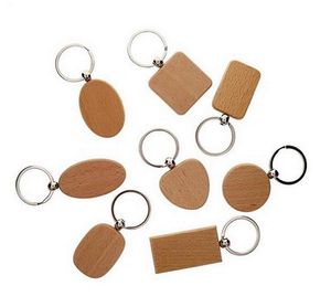 Porte-clés en bois de hêtre pendentif banque sculpture bricolage porte-clés bagages décoration porte-clés boucle créative pour la Promotion en gros