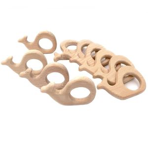 Hêtre en bois baleine naturel fait à la main en bois anneau de dentition bricolage bois personnalisé pendentif écologique sécurité bébé anneau de dentition jouets