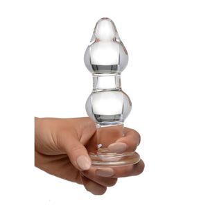 Rundvlees glazen kontplug dubbele kontplug kristal kont plug vaginale bal messing glas anale vals penis kraal 240516