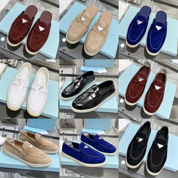 Zapatos de vestir para hombre de gamuza de res, zapatos de diseñador de lujo, mocasines clásicos para mujer, zapatos casuales cómodos y transpirables, zapatos de pescador antideslizantes, nueva media zapatilla para exteriores