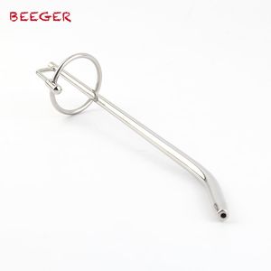 BEEGER Bender Cum Thru Uretral Wand, juguete de sonido masculino con anillo de glande adjunto y eje curvo para juego intenso