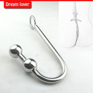 Bondage BEEGER, gancho anal de acero inoxidable de alta calidad con 2 bolas, gancho de tapón de metal Artículos de belleza