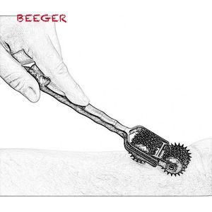 BEEGER Transfix-molinete doble de 10 carretes, molinete Wartenberg con púas de 5 filas, rodillo de rueda de ensación para pinchar, tortura BDSM