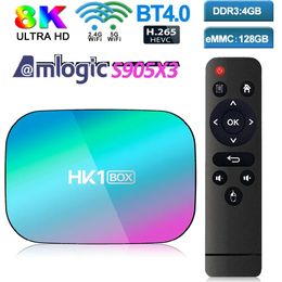 HK1 Android 9.0 TV BOX Amlogic S905X3 4GB + 32GB 8K boîte de télévision android double Wifi 2.4G + 5G PK X96 Air H96