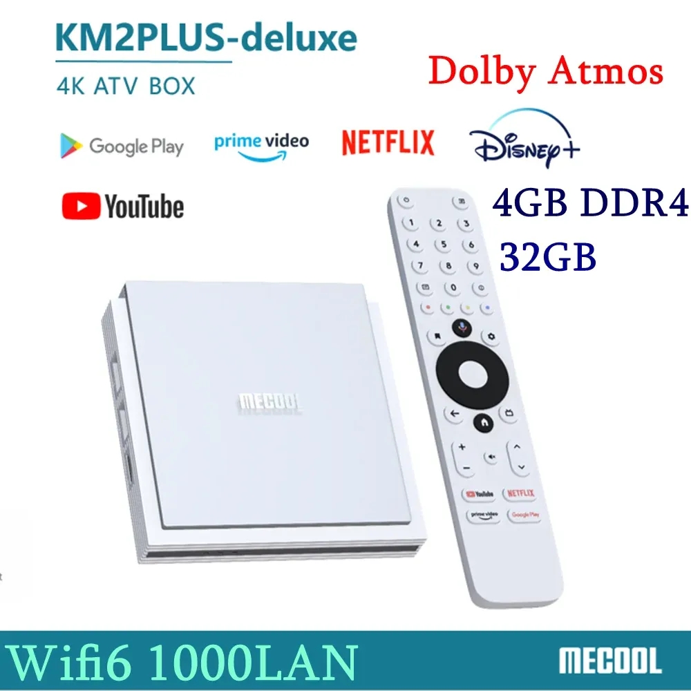 Mecool KM2 Plus Deluxe Android 11 TV-Box Amlogic S905X4 Google-zertifiziertes Netflix 4K ATV BOX 5G WiFi 6 Dolby Audio Media Player