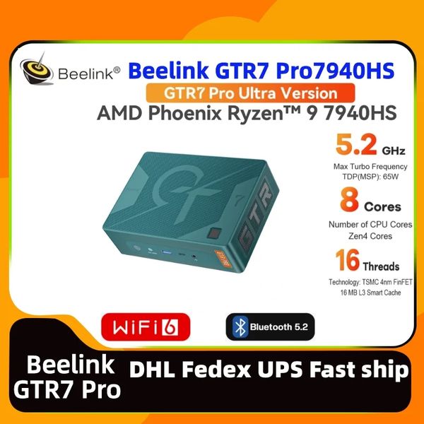 Beelink GTR7 pro Ryzen9 7940HS mini pc de jeu bureau maison concepteur gamer 32G 1 to DDR5 dp affichage bureau beelink GTR7PRO 7940HS