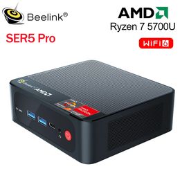 Beelink SER5 PRO Ryzen 7 5700U Mini PC WiFi 6 BT 5.2 Dual Fan Triple Display DDR4 3200MHz Ondersteuning Dual Channel NVME SSD