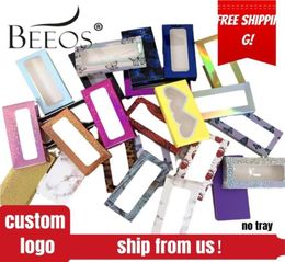 BEEOS 2020NEW 1020304050 PCS Variété de couleurs Boîte d'emballage de cartons de cils en papier doux pour 25 mm de long Faux Cons 279K1805375