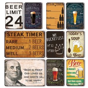 Affiche de bière cadeau peinture en métal Tiki Bar cuisine décor et accessoires rétro bière autocollant mural signe Pub décors Plaque 20 cm x 30 cm Woo