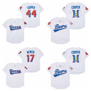 Beers Moive Béisbol 17 Doug Remer Jersey Película 44 Joe Coop Cooper HipHop University Equipo blanco Cool Base Cooperstown Uniforme vintage Universidad para fanáticos del deporte Retro