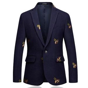 Costumes pour hommes Blazers Bees Blazer hommes mode mariage bal bouton unique pour homme élégant costume veste 6XL EM206