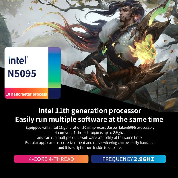 Beex 15,6 pouces Boot d'empreinte digitale Intel N5095 Windows 10 DDR4 16/12 Go RAM 128/256/512 Go SSD 2,4G / 5.0g WiFi Bluetooth Gaming ordinateur portable