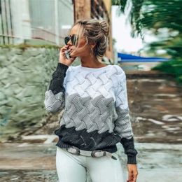 Beforw herfst winter contrast kleur vrouwen trui casual lange mouwen truien vrouwen crewneck gebreide tops vrouwen jumper zachte 211103