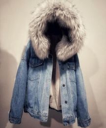 Be forwe women veste en jean chaud avec col en fourrure en jean veste en manteau mille à capuche à capuche d'automne hiver épais 2020 bomber4477747
