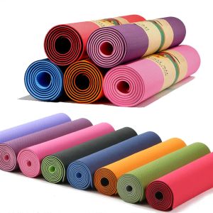 Estera de yoga TPE antideslizante para principiantes, 1830x580x6 mm, protección ambiental de doble capa, estera para ejercicios de gimnasia y pilates