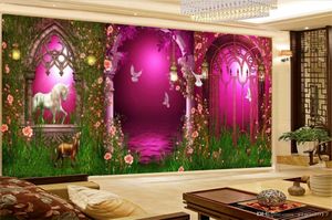 Papel tapiz 3d, arco de flores de fantasía, caballo blanco, personalizado, romántico, HD, hermoso papel de pared